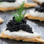 How should black caviar be served and eaten for different types of parties?