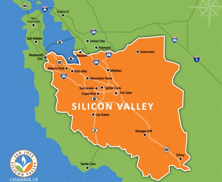 silicon valley in map