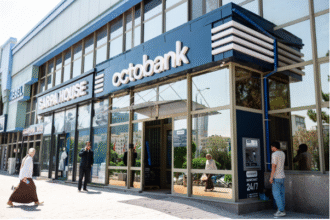 Octobank headquarters — a modern bank building in Tashkent.